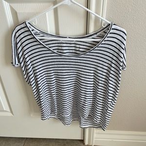 Frame Cropped scoop neck striped T-shirt